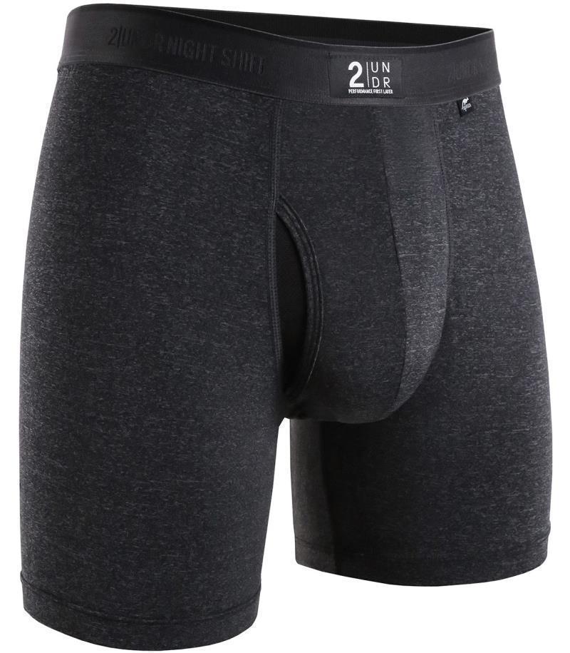 Night Shift Boxer Briefs, 6" Inseam - Solid - Mens - Charcoal 1