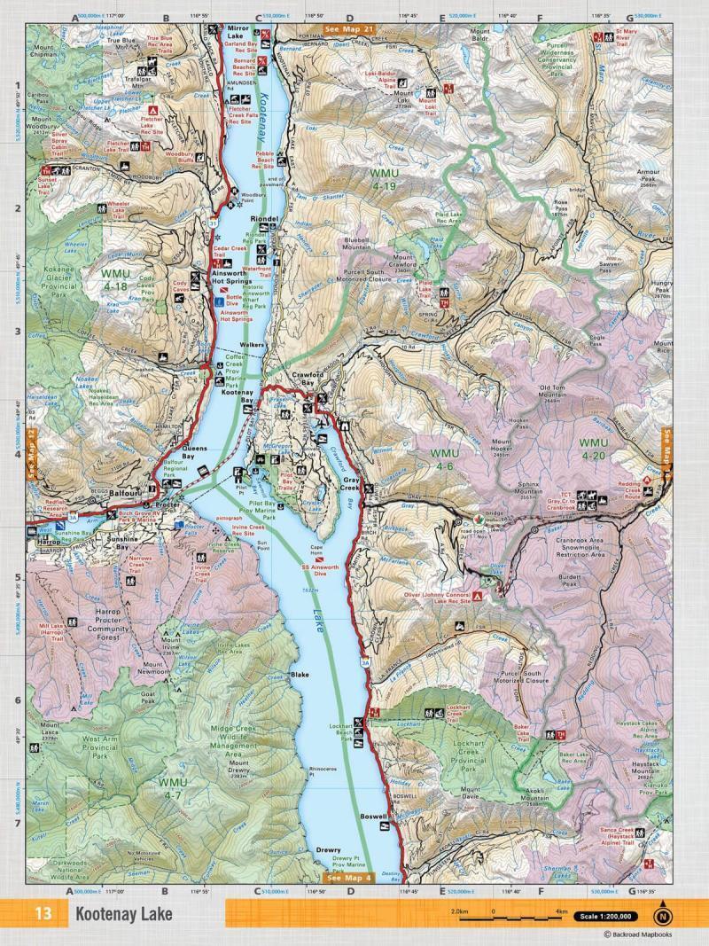 Kootenay Lake Topo Map Waterproof - Not Applicable 1