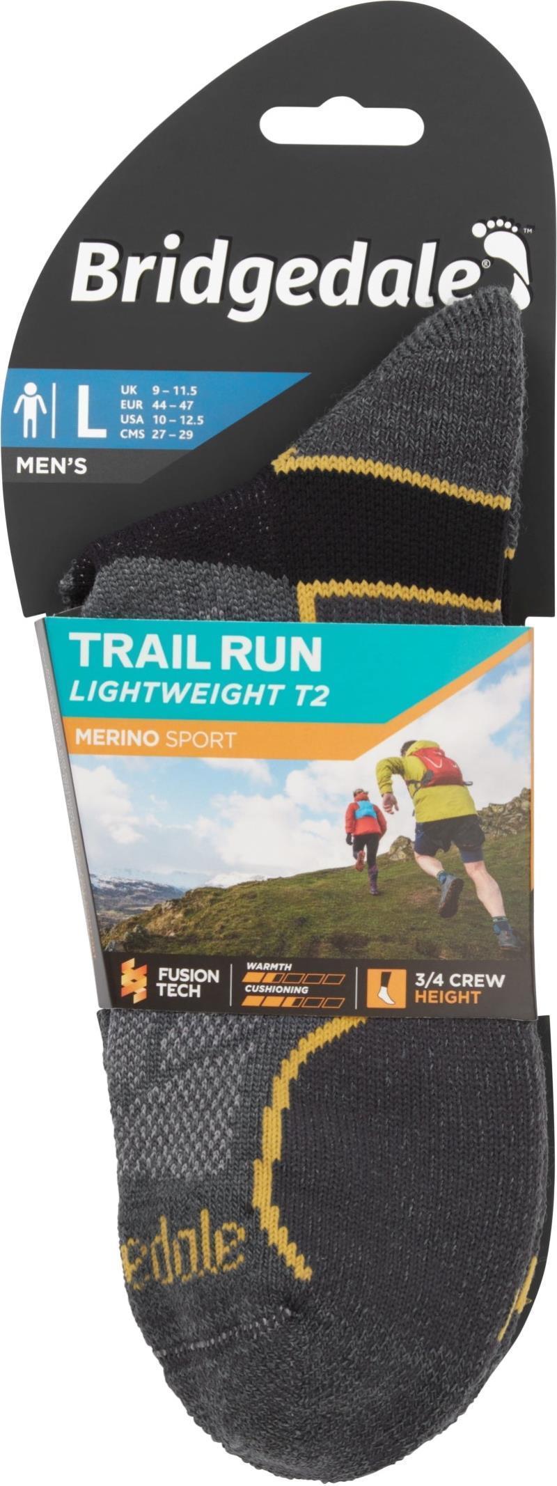 Trail Run Lightweight T2 Merino Sport 3/4 Crew Socks - Mens - Gunmetal 3