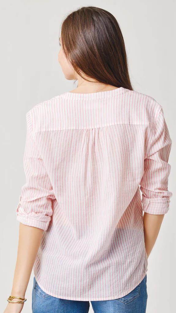 Dylan Gauze Shirt - Womens - Grapefruit Milos Stripe 2