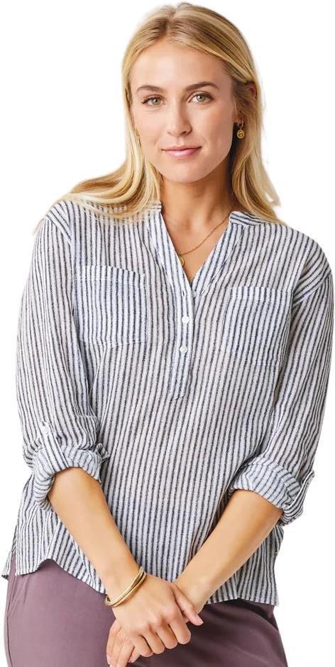 Dylan Gauze Shirt - Womens - Navy Milos Stripe 1