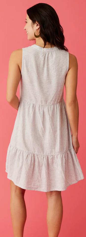 Nellie Linen Dress - Womens - Cloud Stripe 2