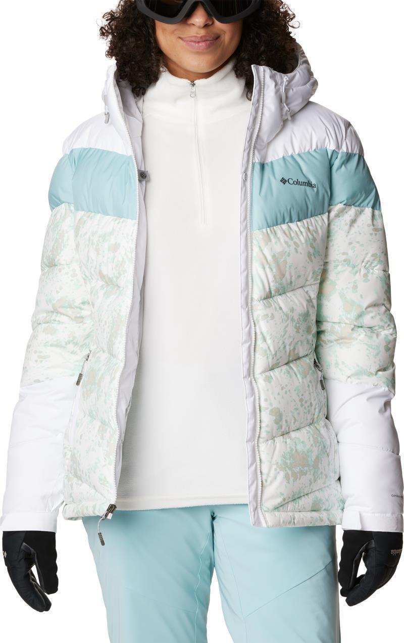 Abbott Peak Insulated Jacket - Womens - White Flurries Print / White / Aqua Haze 2