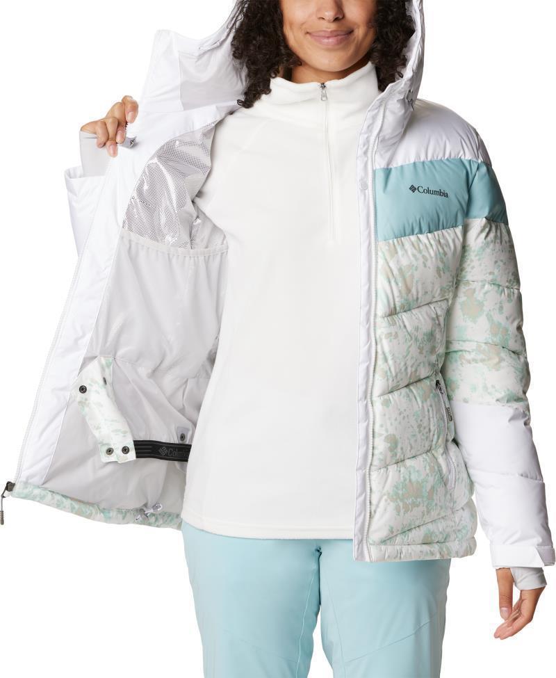 Abbott Peak Insulated Jacket - Womens - White Flurries Print / White / Aqua Haze 5