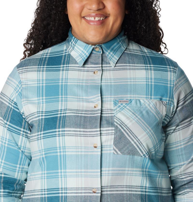 Calico Basin Flannel LS Shirt - Plus - Womens - Aqua Haze Dimensional Buffalo 5
