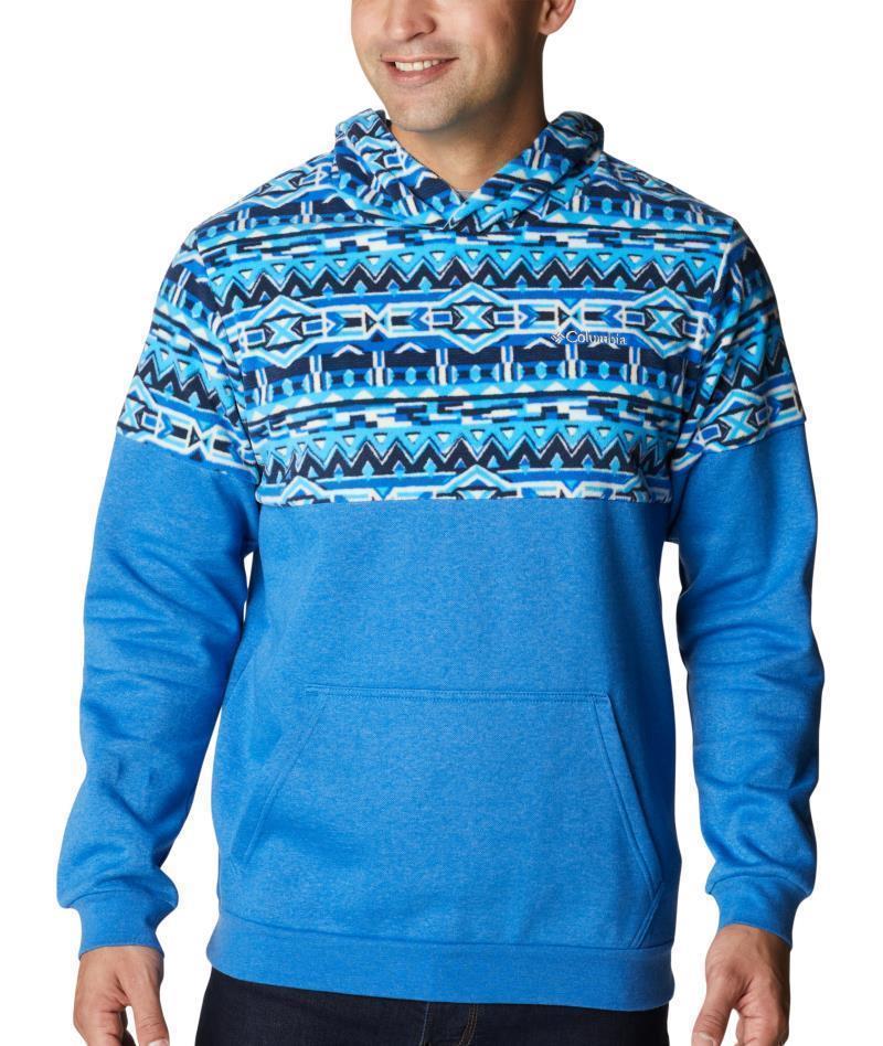 Columbia Trek Printed Hoodie - Tall - Mens - Bright Indigo Heather 80s Stripe Print 1