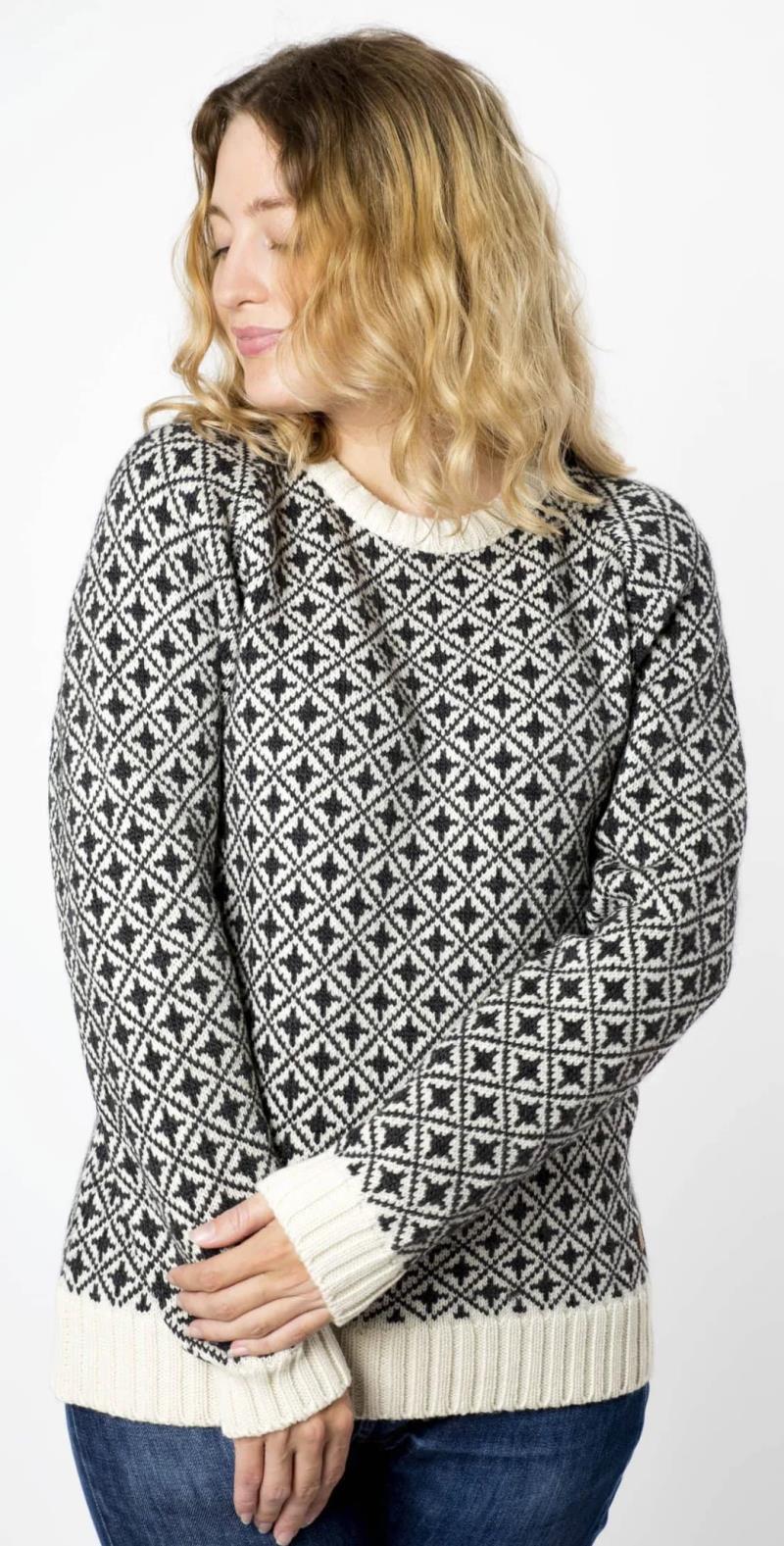 Alma Round Neck Sweater, 100% Merino - Womens - coal 1