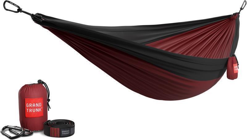 Double Deluxe Hammock with Straps - Crimson / Charcoal 2