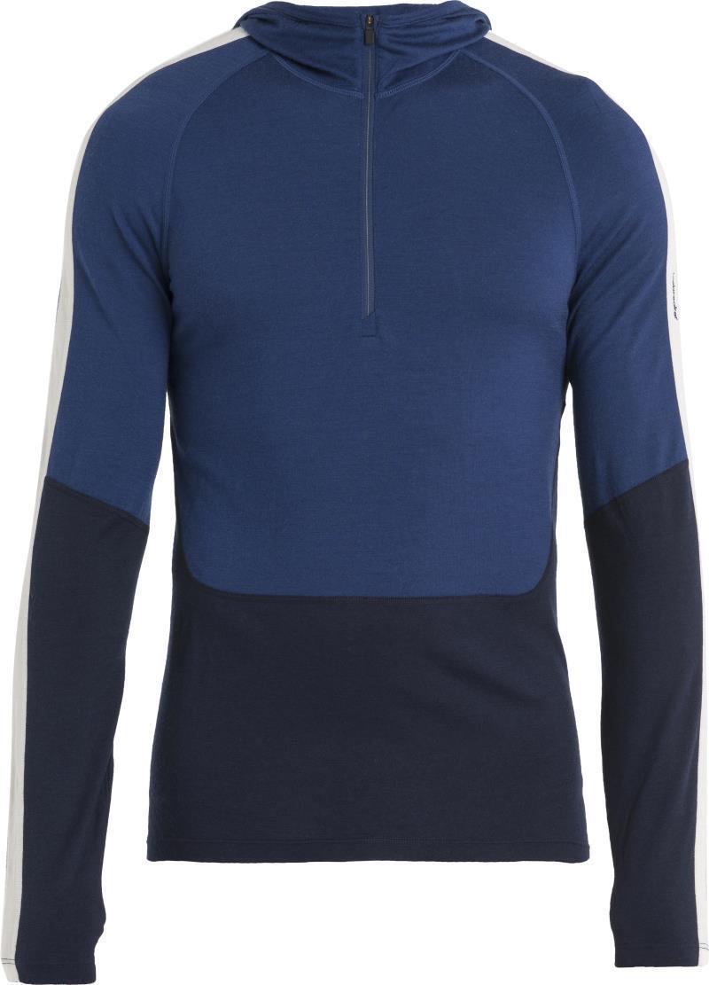 Merino 200 Sonebula LS Half Zip Hood - Mens - Midnight Navy / Royal Navy / Snow / CB 1