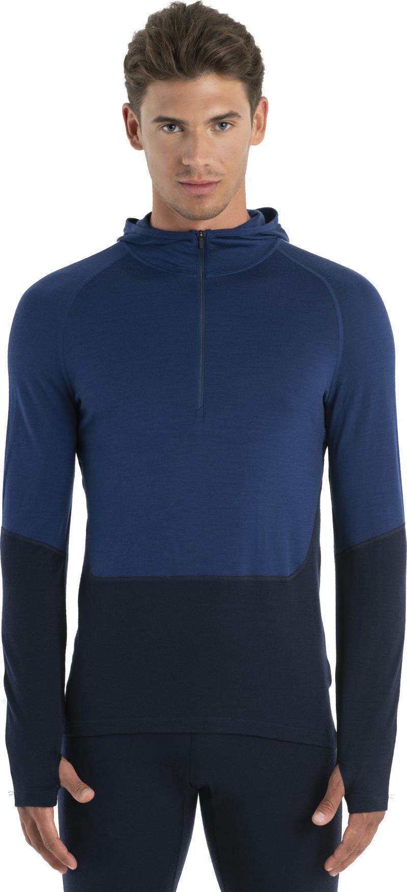 Merino 200 Sonebula LS Half Zip Hood - Mens - Midnight Navy / Royal Navy / Snow / CB 3