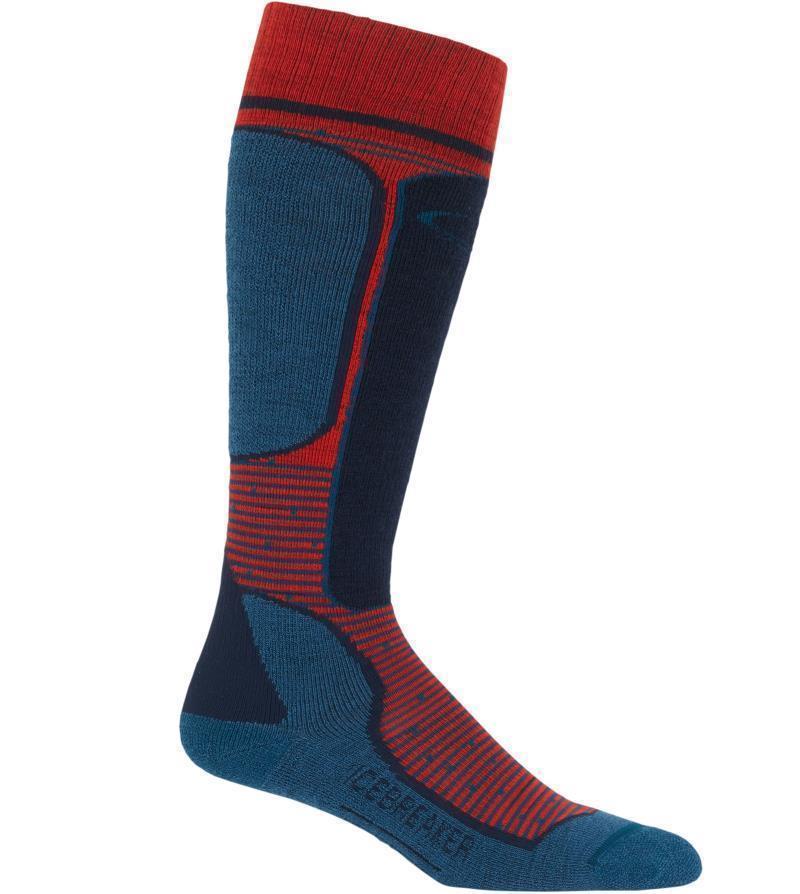 Ski+ OTC Merino Socks - Light Cushion - Mens - Chili Red / Prussian Blue / Midnight Navy 1