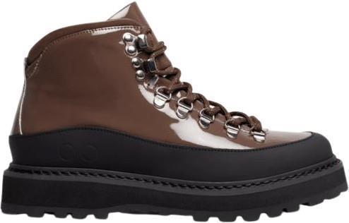 Hiking Core Cap, Patent Leather, Shearing Lining - Womens - Chocolate 1