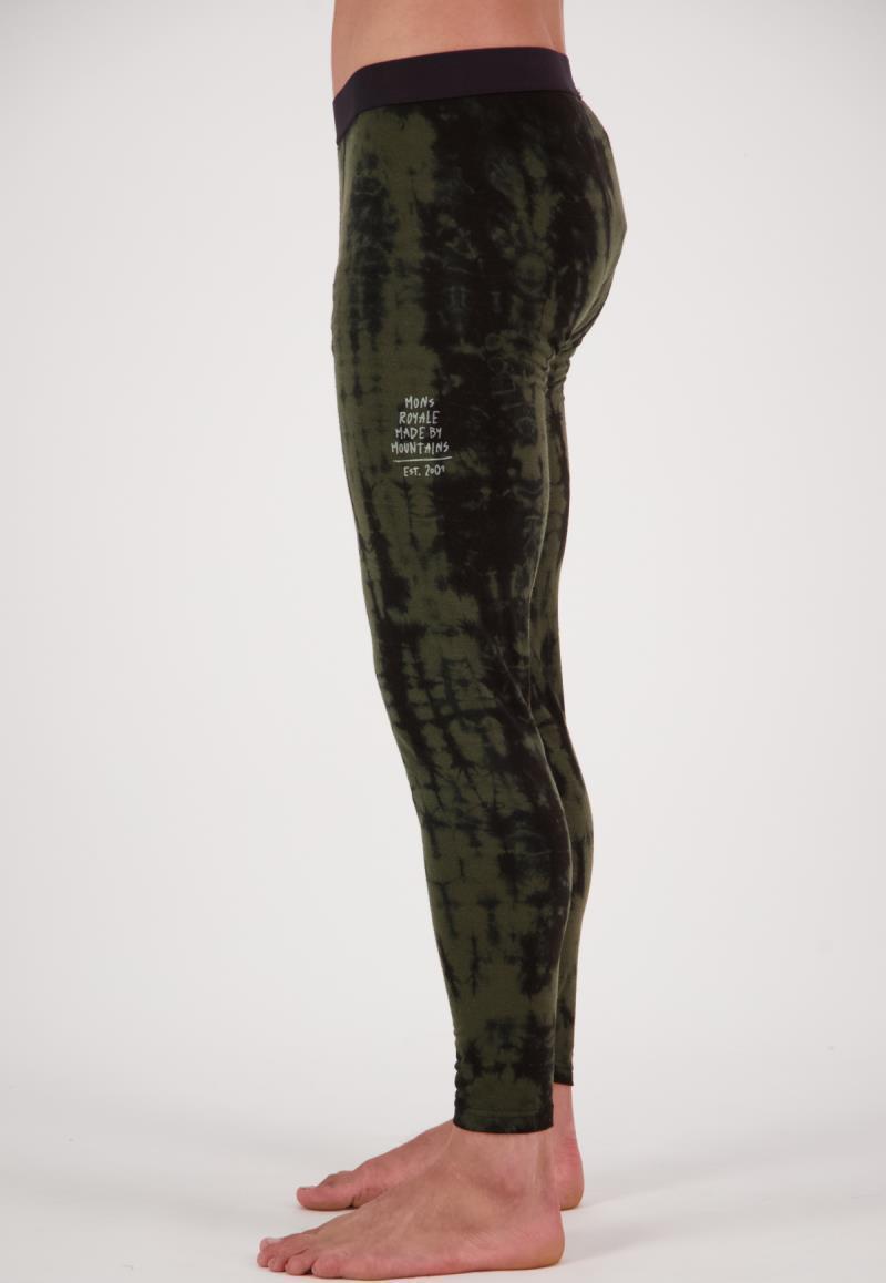 Cascade Merino Flex 200 Leggings - Print - Mens - Olive Tie Dye 3