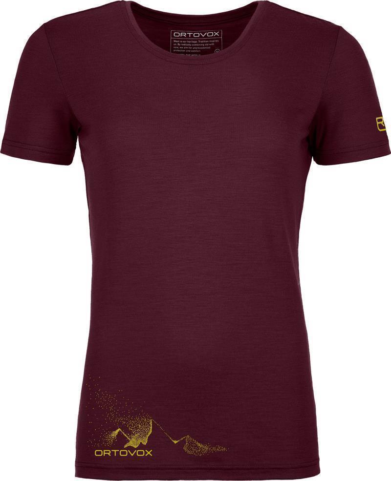 185 Merino Logo Spray T-Shirt - Womens - Dark Wine 1