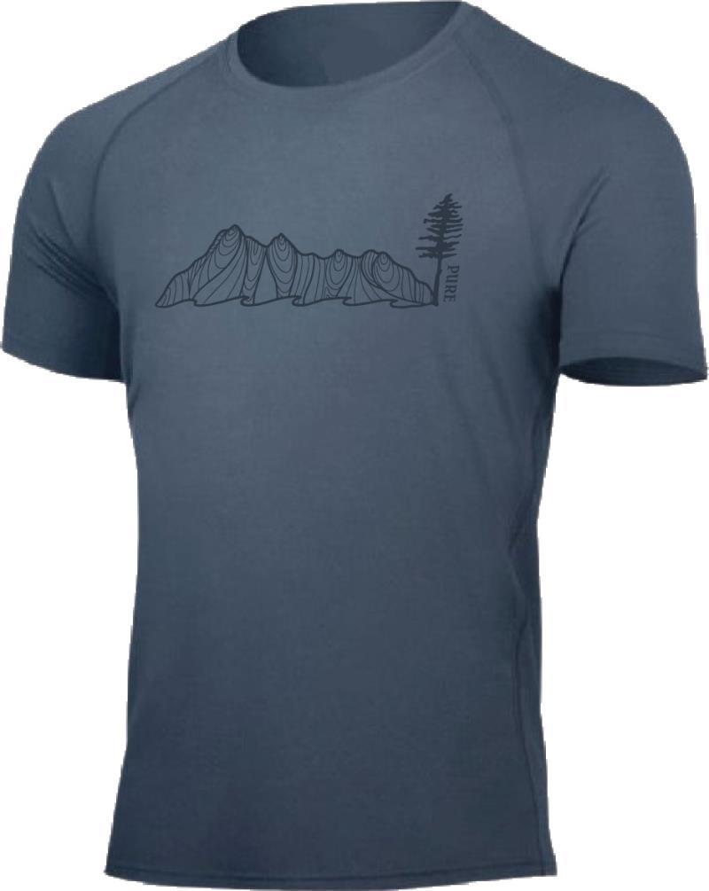 100% Merino, Cross Chest Tree, SS T-Shirt 160gm - Mens - smoke 1