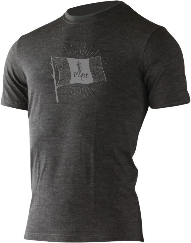 100% Merino, PURE Flag, SS T-Shirt 160gm - Mens - charcoal 1