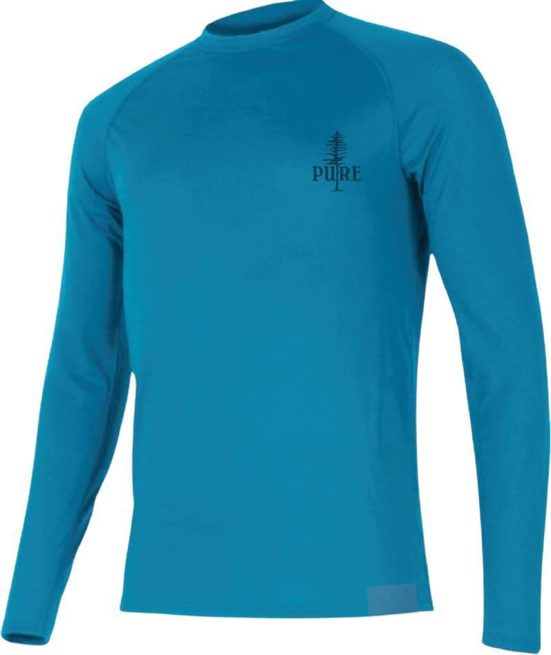 100% Merino, Small PURE Tree, LS T-Shirt, 160gm - Mens - bluejay 1