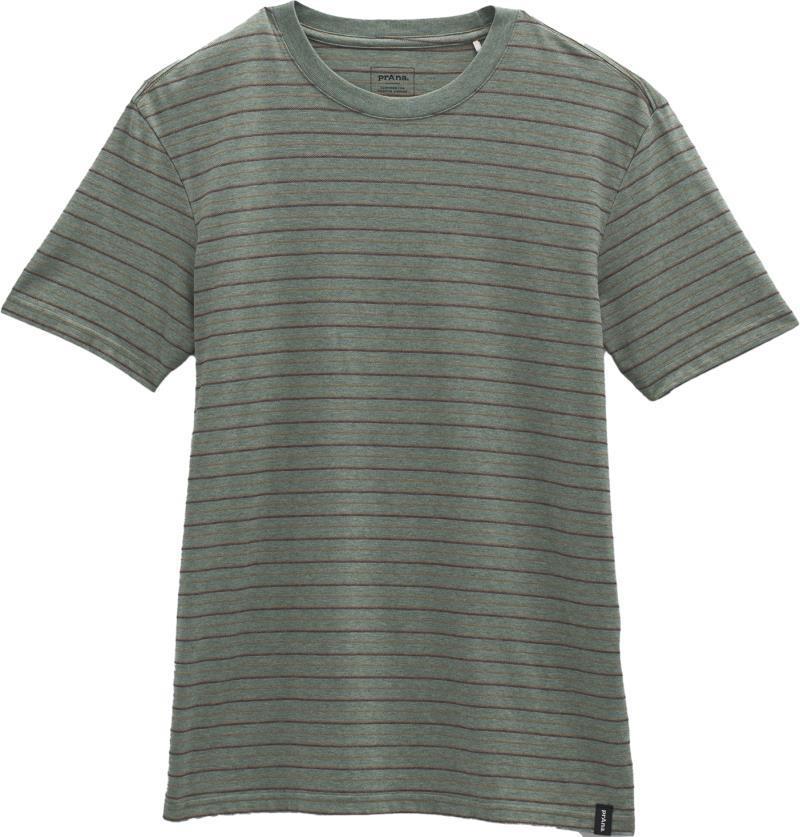 prAna Crew T-Shirt - Mens - Mineral Green Stripe 1