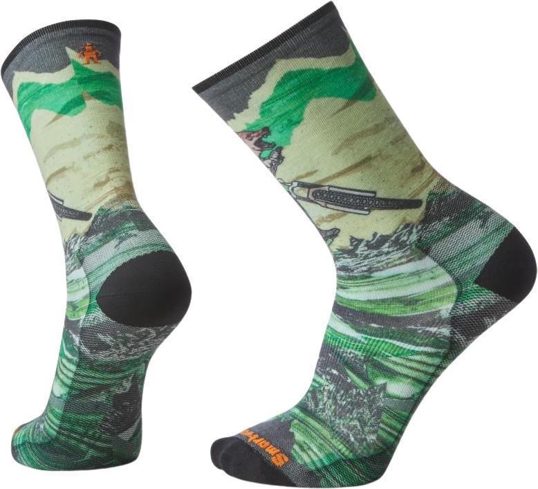 Bike Zero Cushion Wolf Print Crew Socks - Mens - Natural 1