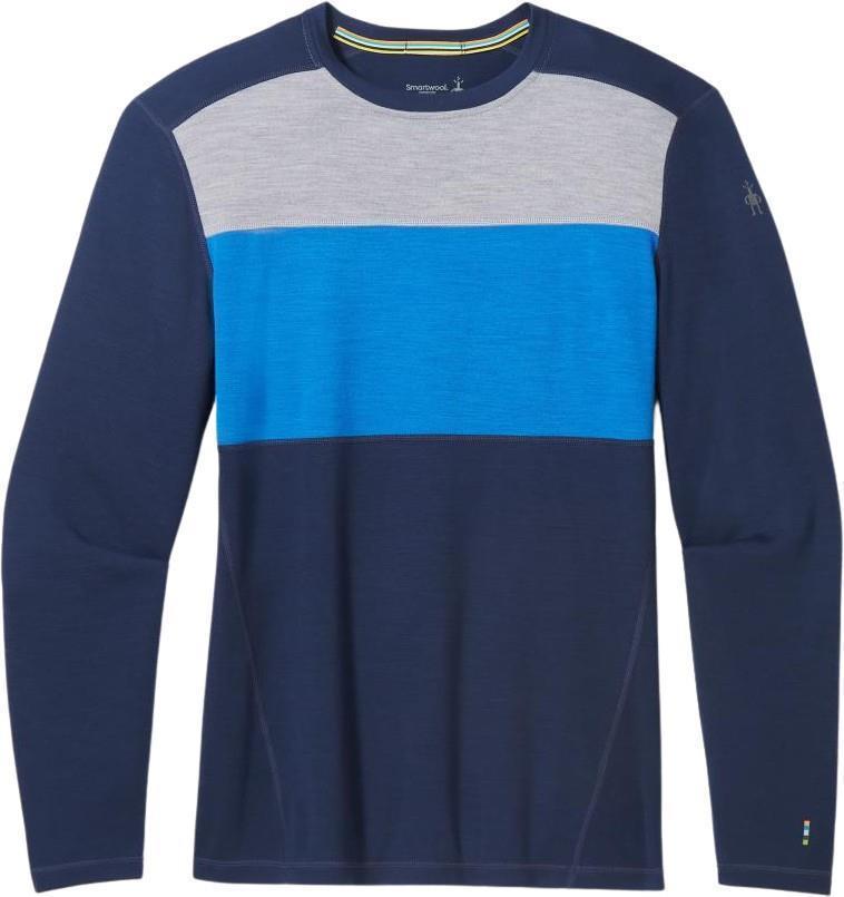 Classic Thermal Merino (250) Base Layer Colorblock Crew - Mens - Deep Navy / Laguna Blue 1