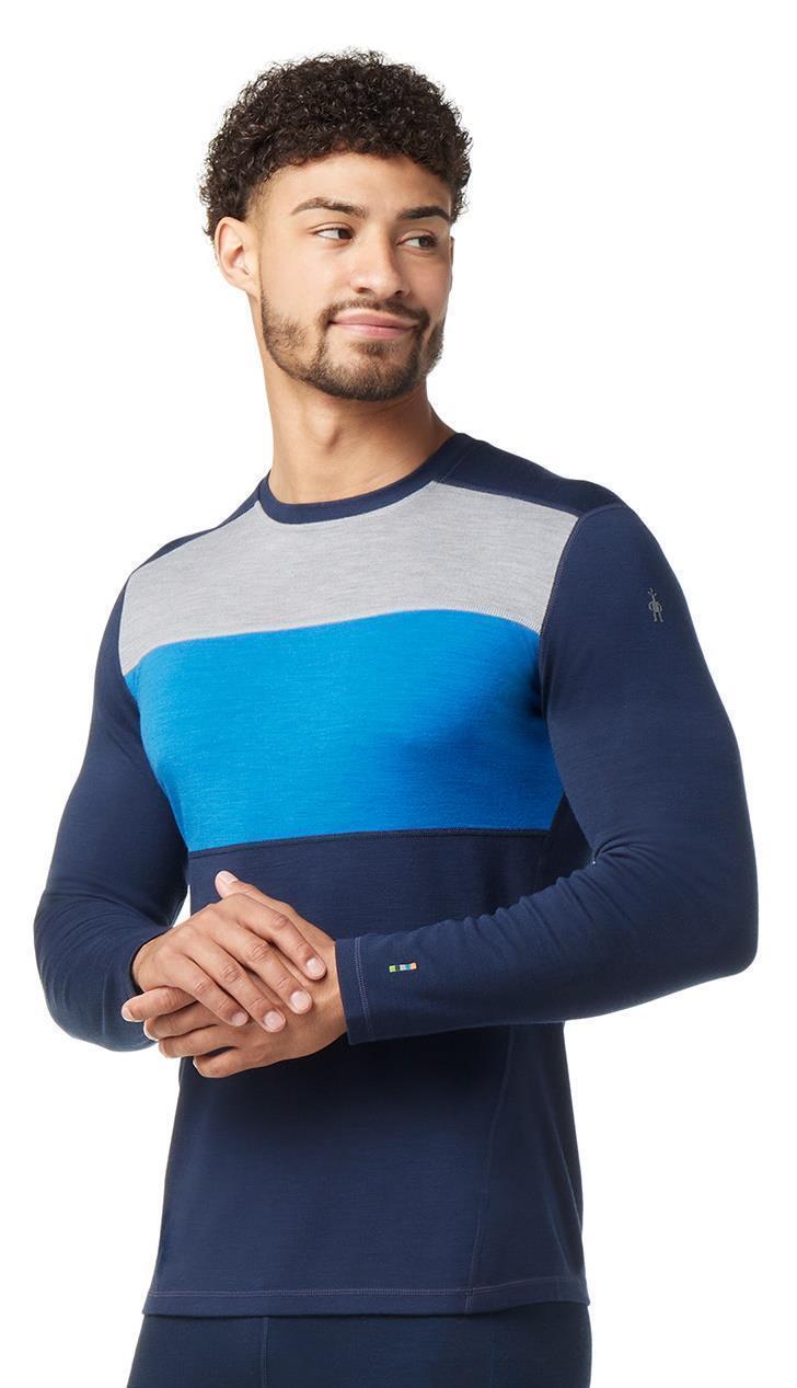 Classic Thermal Merino (250) Base Layer Colorblock Crew - Mens - Deep Navy / Laguna Blue 2