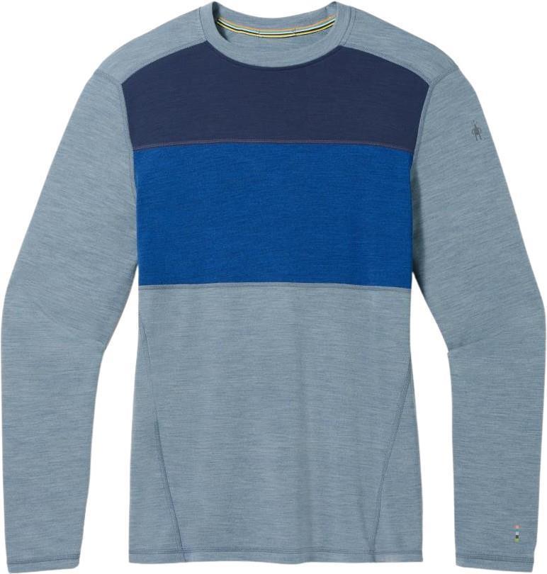 Classic Thermal Merino (250) Base Layer Colorblock Crew - Mens - Pewter Blue Heather 1