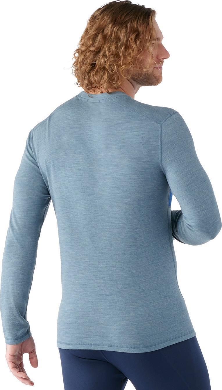 Classic Thermal Merino (250) Base Layer Colorblock Crew - Mens - Pewter Blue Heather 3