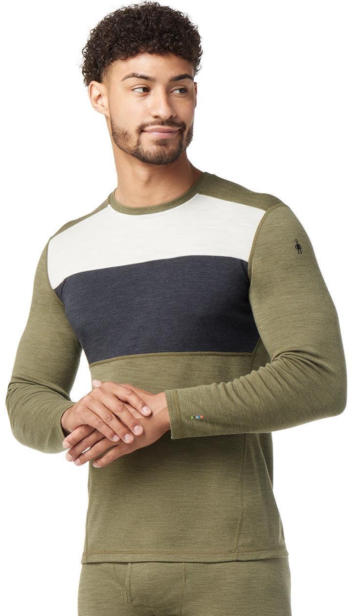Classic Thermal Merino (250) Base Layer Colorblock Crew - Mens - Winter Moss Heather 2