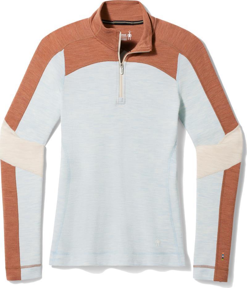 Classic Thermal Merino Base Layer Colorblock 1/4 Zip - Womens - Winter Sky Heather 1