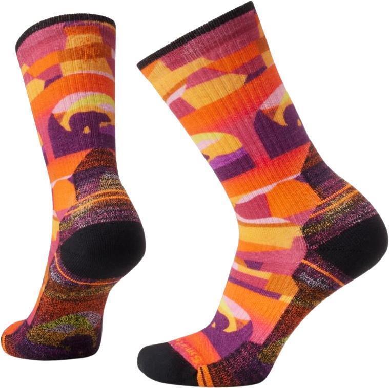 Hike Light Cushion Bear Country Print Crew Socks - Womens - Orange Rust 1