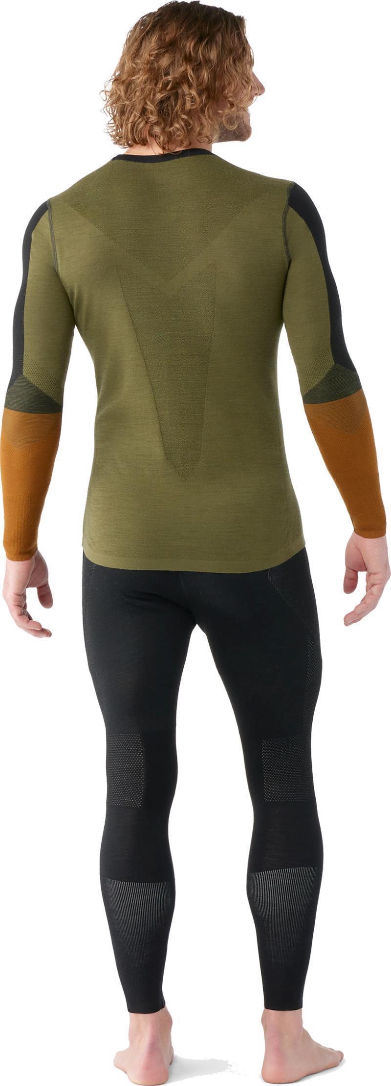 Intraknit Thermal Merino Base Layer Colorblock Crew - Mens - Black / Winter Moss 3