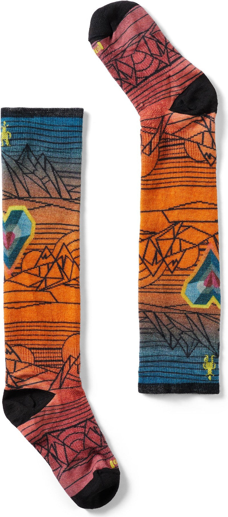 Junior Ski Zero Cushion Geo Peaks Print Over The Calf Socks - Kids - orange rust 1