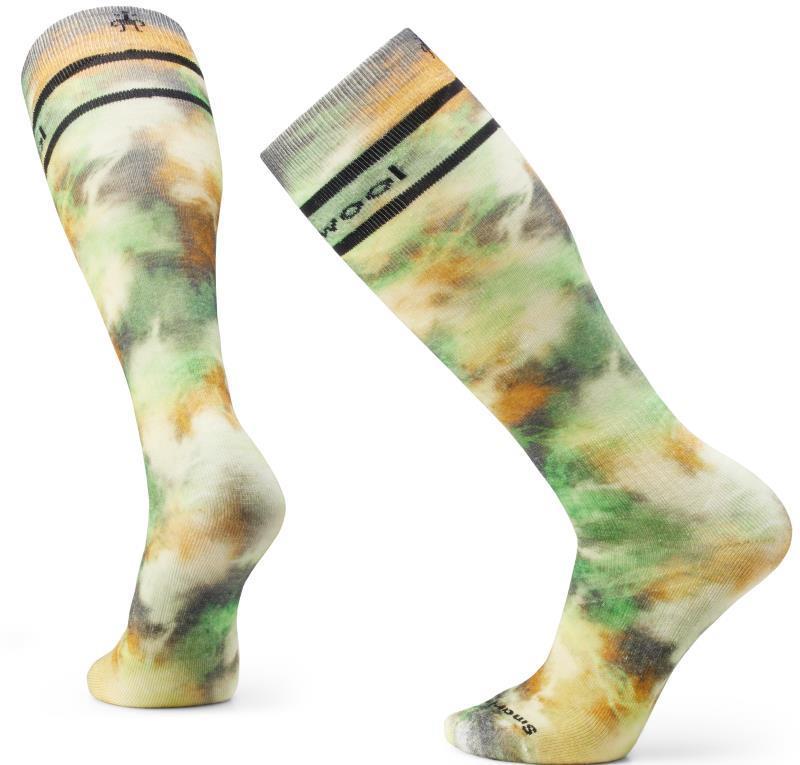 Ski Full Cushion Groovy Tie Dye Print Over The Calf Socks - Mens - Winter Moss 1