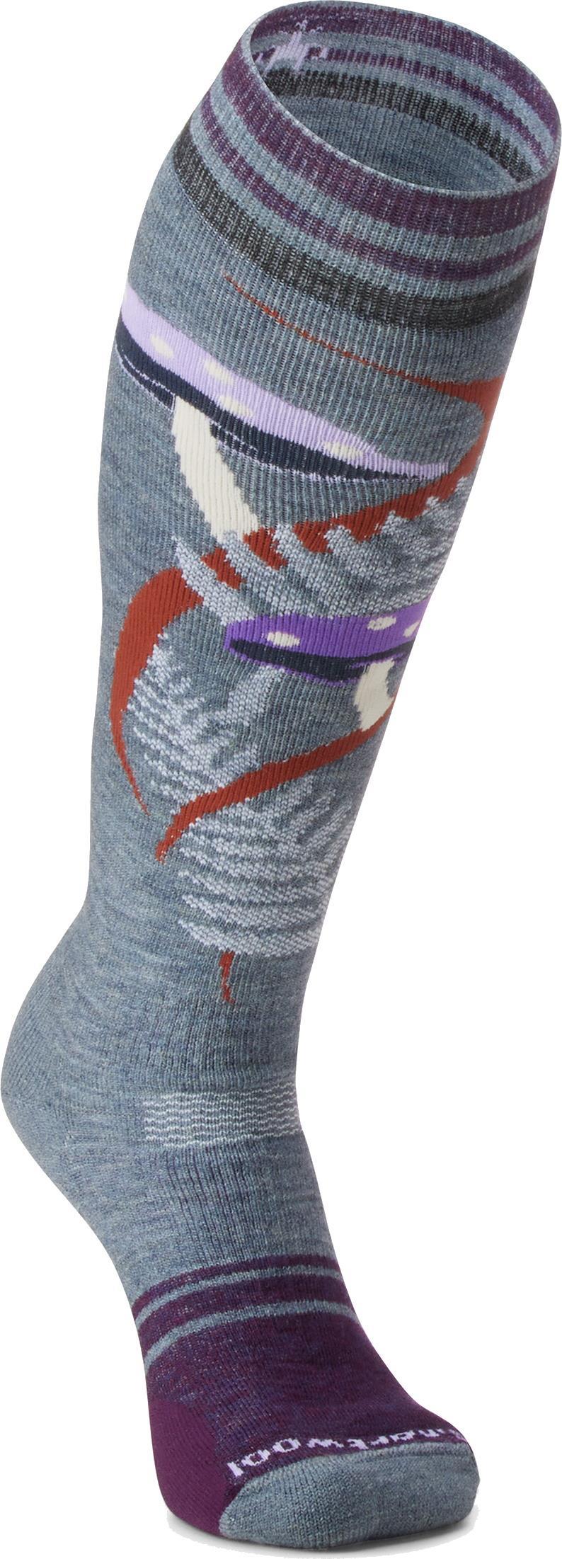 Snowboard Full Cushion Fungi Fabulous Over The Calf Socks - Womens - pewter blue 1