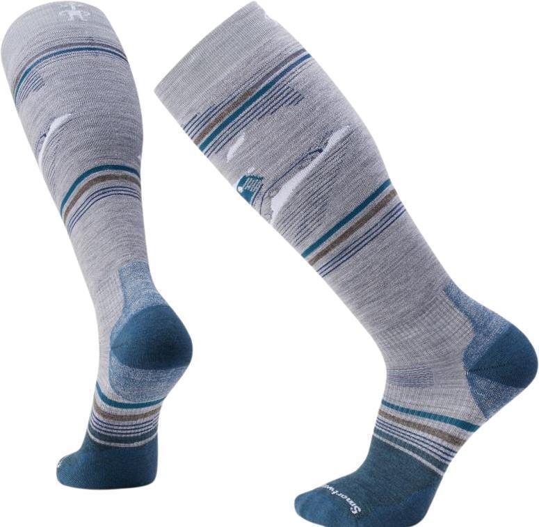 Snowboard Targeted Cushion Piste Machine Over The Calf Socks - Mens - Light Gray 1