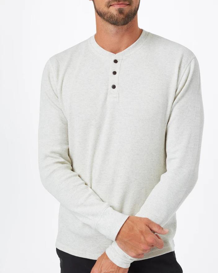 TreeWaffle Henley LS - Mens - Elm White Heather 2