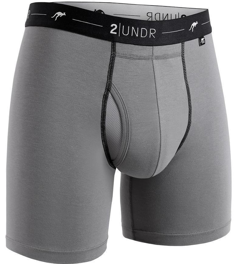 Day Shift Boxer Briefs, 6" Inseam - Solid - Mens - Grey 1