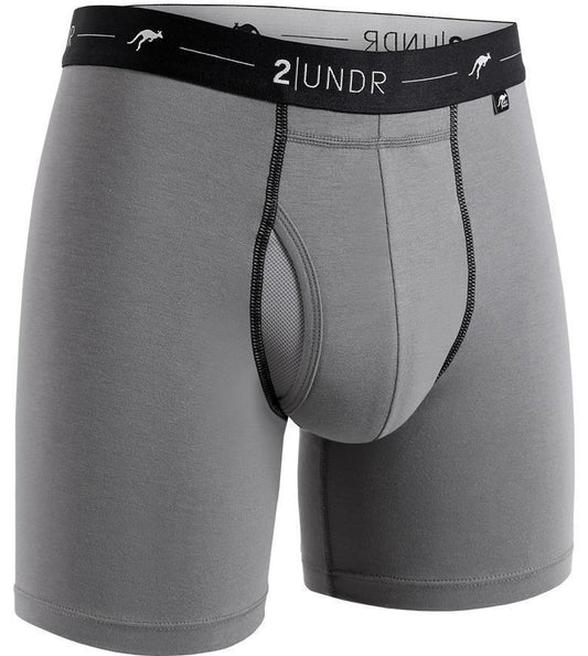 Day Shift Boxer Briefs, 6" Inseam - Solid - Mens - Grey 1