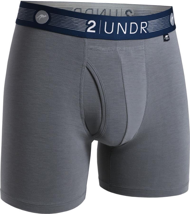 Flow Shift Boxer Briefs, 6" Inseam - Solid - Mens - Grey 1