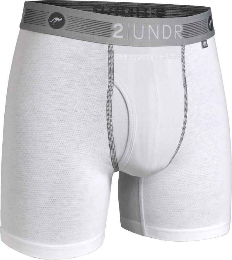 Flow Shift Boxer Briefs, 6" Inseam - Solid - Mens - White 1