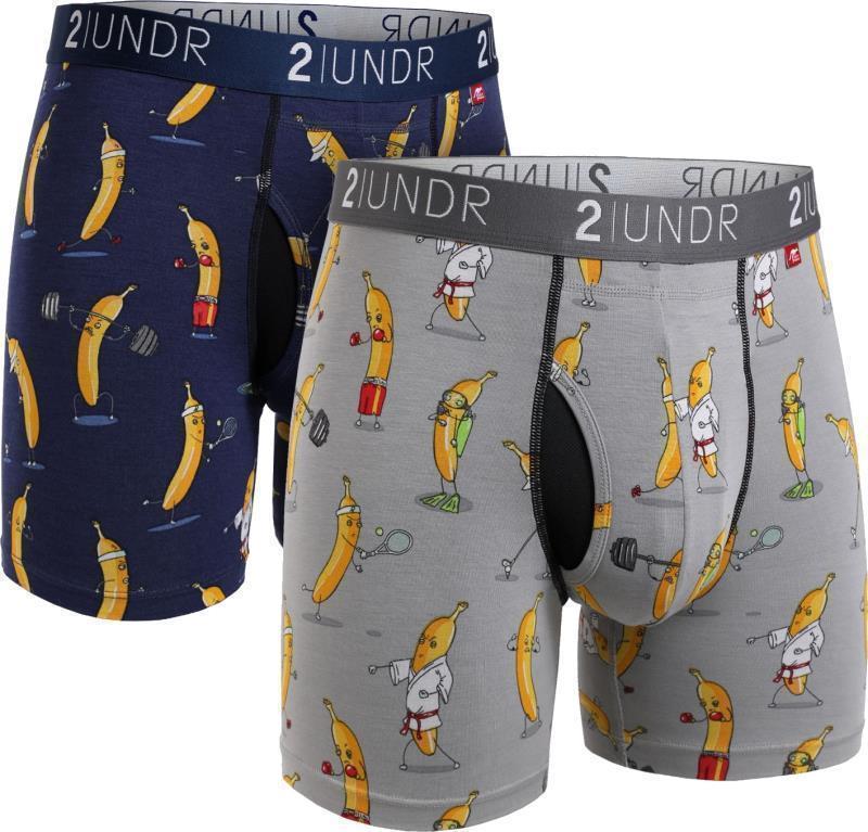 Swing Shift Boxer Briefs, 6" Inseam - Print - 2-Pack - Mens - Banathlete Navy / Grey 1