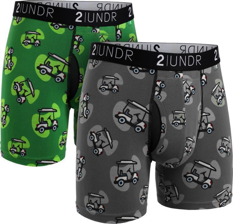 Swing Shift Boxer Briefs, 6" Inseam - Print - 2-Pack - Mens - Cart Path Green / Grey 1