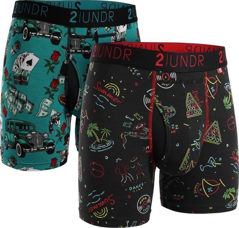 Swing Shift Boxer Briefs, 6" Inseam - Print - 2-Pack - Mens - Mobsters / Vegas 1