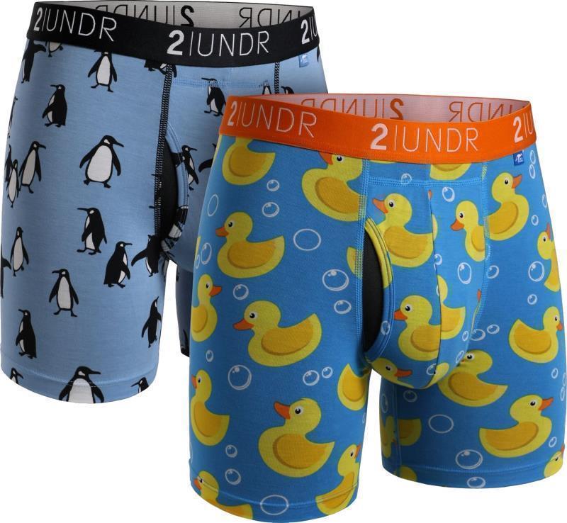 Swing Shift Boxer Briefs, 6" Inseam - Print - 2-Pack - Mens - Penguins / Ducky 1