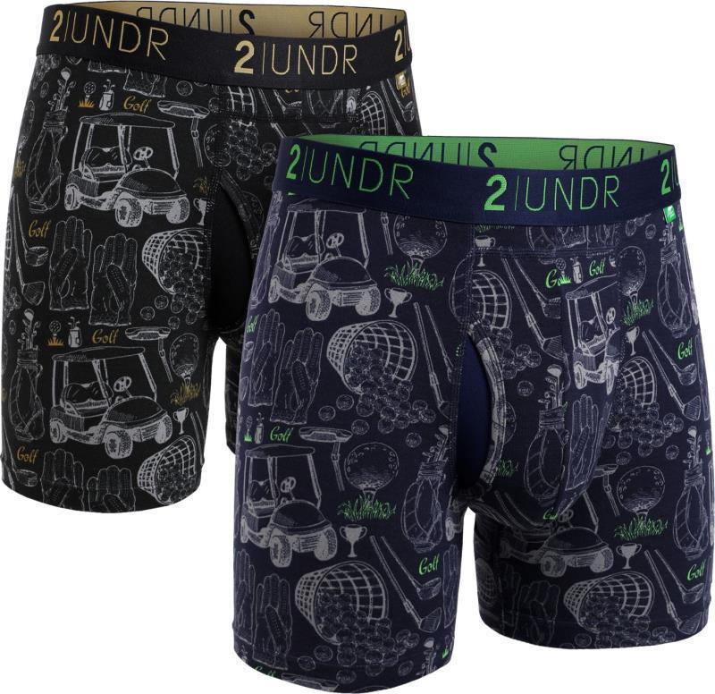 Swing Shift Boxer Briefs, 6" Inseam - Print - 2-Pack - Mens - Range Time Black / Navy 1