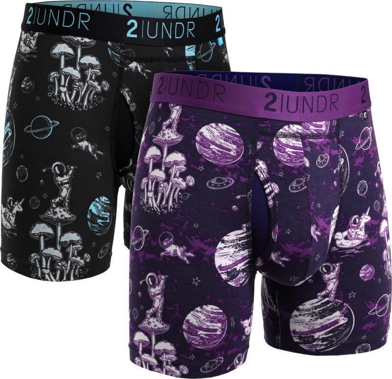 Swing Shift Boxer Briefs, 6" Inseam - Print - 2-Pack - Mens - Space Golf Black / Navy 1