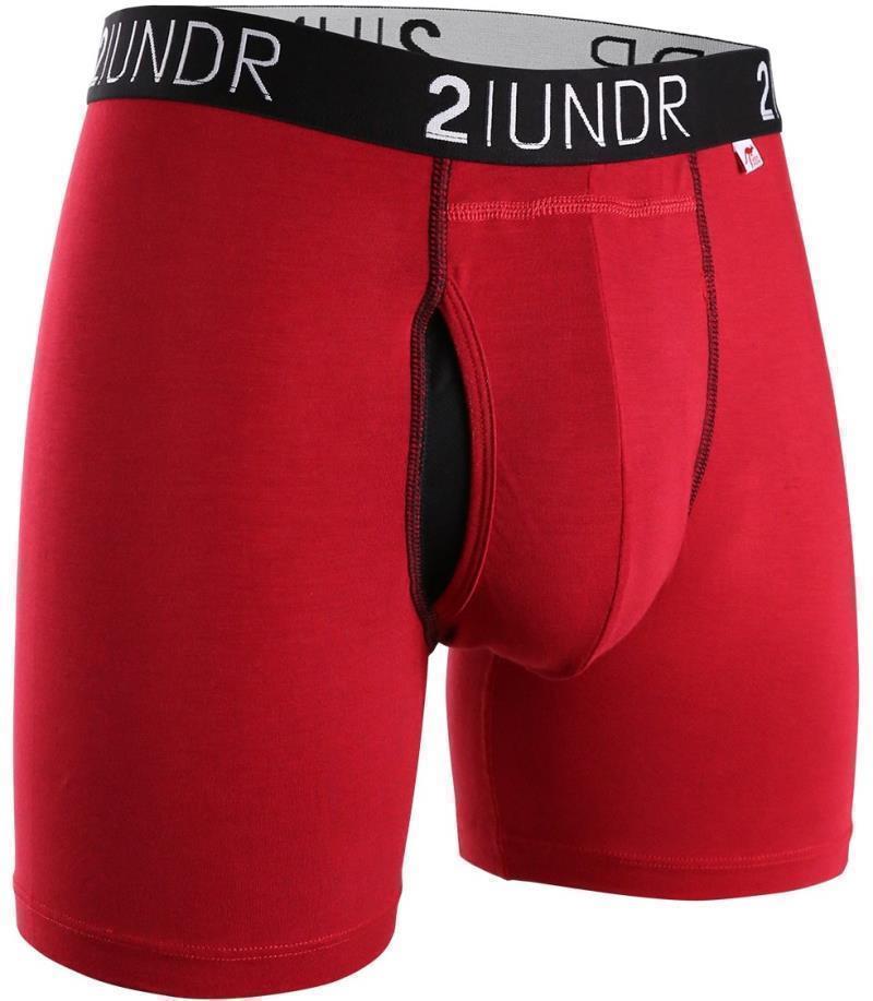 Swing Shift Boxer Briefs, 6" Inseam - Solid - Mens - Red / Red 1