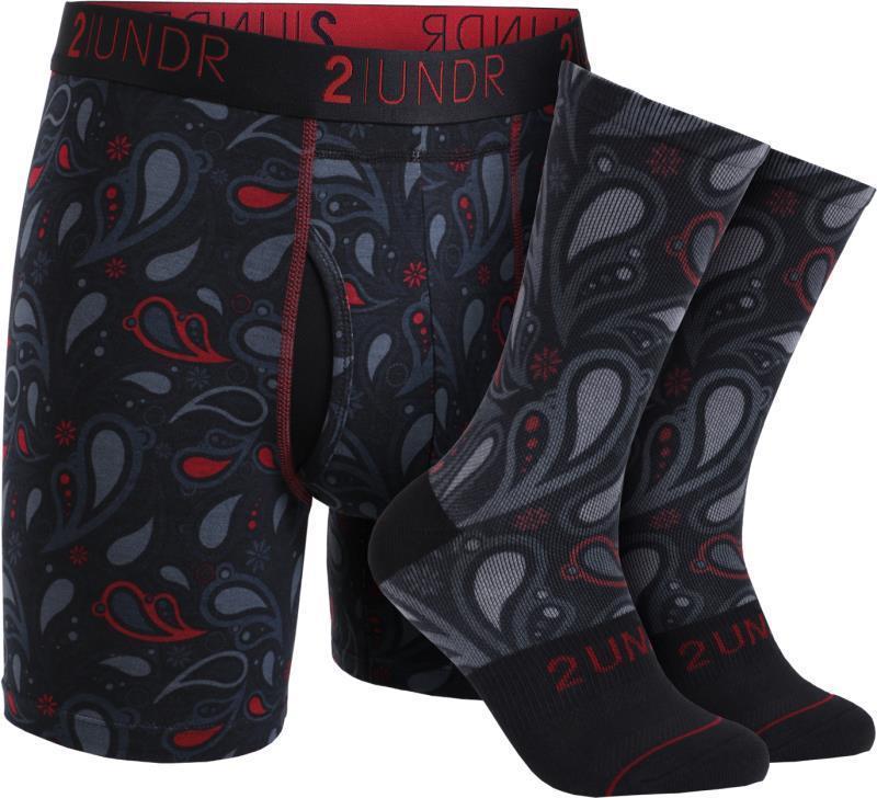 Swing Shift Boxer Briefs + Socks Pack - Mens - Black Paisley 1