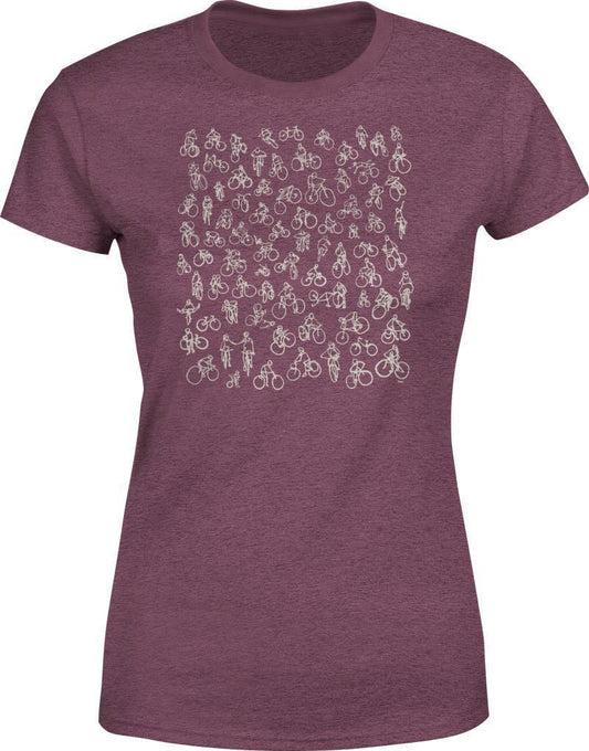 Bike Diaries T-Shirt - Womens - Heather Maroon 1
