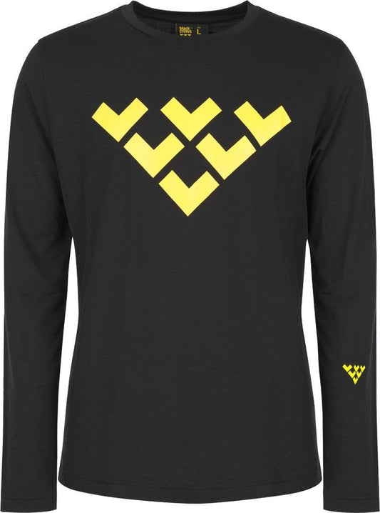 Black Merino LS Chevron Tee - Mens - black / yellow 1